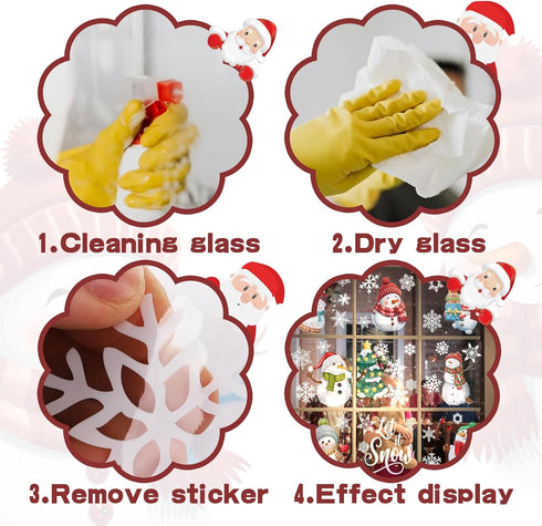 9 Sheet Christmas Window Clings, Snowman Window Decals, Snowflake Stickers for Holiday Party Decorations