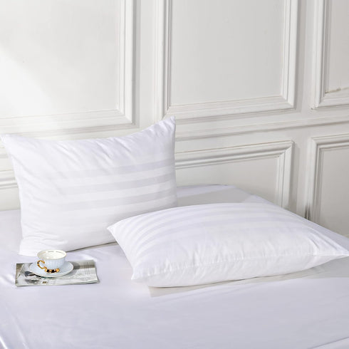 100% Egyptian Cotton King Pillow Protectors, Set of 2, 400 Thread Count, Stripe-White, Zippered Style