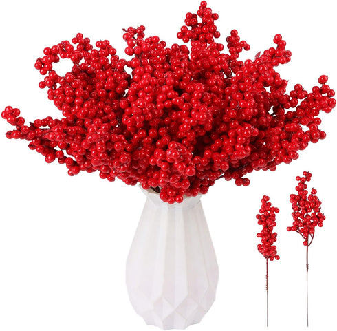 LOMIMOS 30PCS Large Artificial Red Berry Stems,10.6inch/9inch Christmas Red Berry Picks Holly