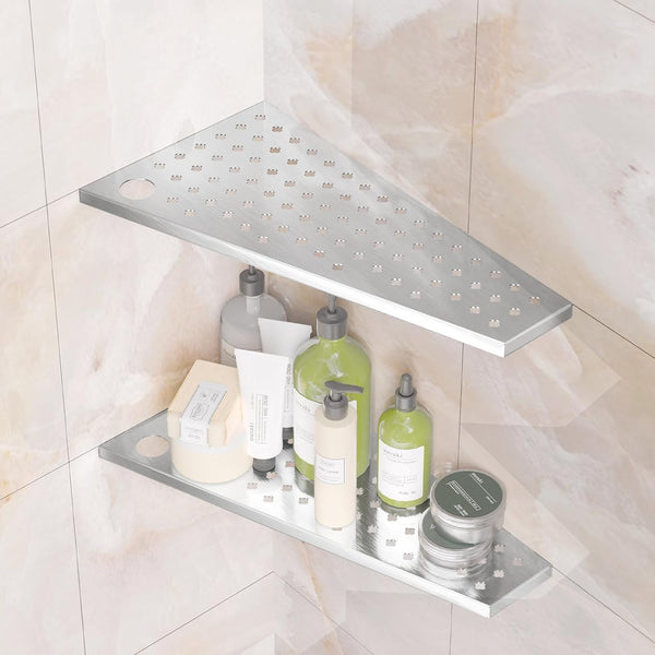 mivndeeopu 12" Corner Shower Shelf 2-Pcs, Rustproof 304 Stainless Steel Corner Shower Shelves