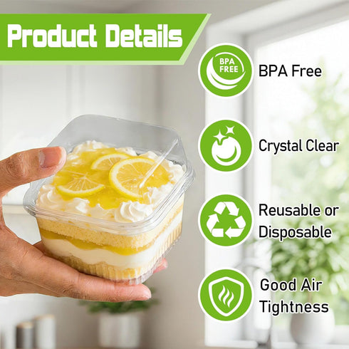 200 Pack 8 oz Plastic Dessert Cups with Lids and Forks, Disposable Cupcake Ice Cream Bowls Tiramisu Containers