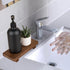 Small Wood Tray Pedestal Stand - Decorative Wooden Riser for Bathroom, Kitchen Soap Dish Holder, Walnut