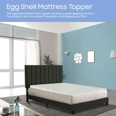 2-inch Greaton Breathable Convoluted Egg Shell Foam Mattress Topper | Toppers for Mattresses Adds Ultimate Comfort