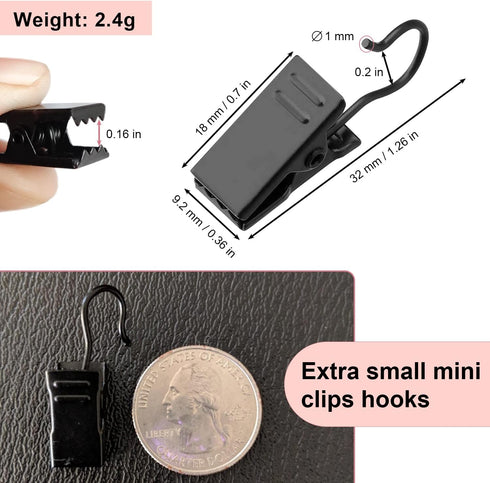Coideal Small Curtain Clips Hooks, 100 Pack Black Metal for Hanging Christmas String Lights and Art Display
