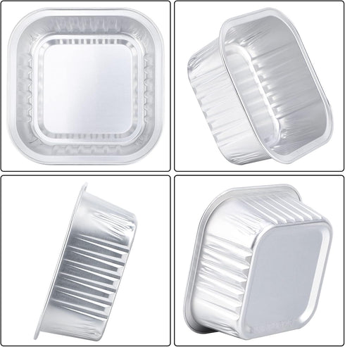 EUSOAR Cupcake Baking Cups with Lids, 50pcs Silver Aluminum Foil, 5oz Ramekins for Baking Cake, Pie, Souffle