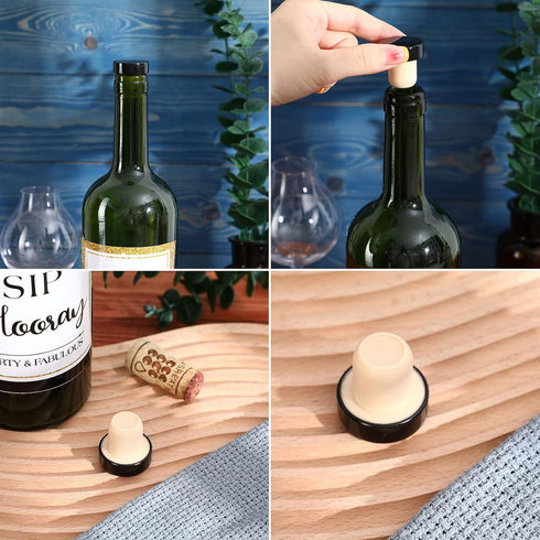 Yookeer T-shaped Cork Wine Bottle Stoppers, Reusable Sealing Plug for Beer Bottles DIY Craft (Black, 24 Pcs)
