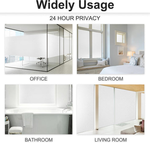 Frosted Glass Window Film with Installation Tools, 17.5 Inch X 6.5 Feet - Heat Blocking Static Clings Reusable for