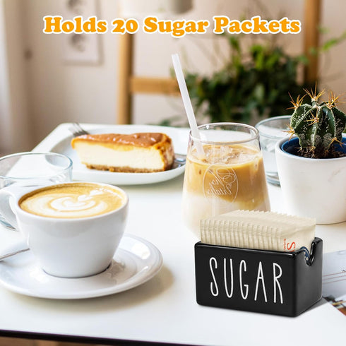 Packet Ceramic Sugar Holder for Coffee Bar, Caddy, Container, Dispenser, Organizer for Table, Office, Hotel, Restaurant
