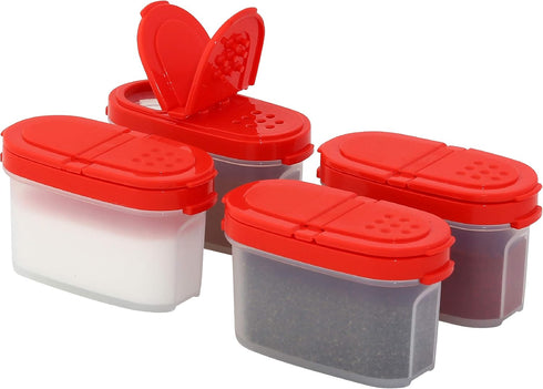 SIGNORA WARE Spice Jars with Lids, 4 oz Refillable Airtight Containers Set, 4 pk Red