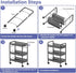 3 Tier Metal Rolling Cart with Wheels, Wire Bathroom Organizer Storage Shelves with Hooks, Utility Cart for Kitchen
