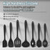 E-far Silicone Cooking Utensils Set, 7-Piece Black Heat Resistant Kitchen Utensils Set, Kitchen Nonstick Tools Spatula Ladle Spoon Pasta Server for Non-stick Cookware, Non-Toxic & Dishwasher safe by E-far