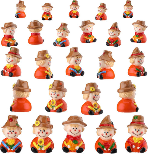 Wesiti 40 Pcs Thanksgiving Mini Resin Figurine Scarecrow Fall Miniature Resin Statues
