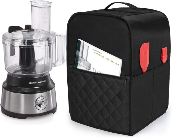 Luxja Food Processor Cover for Cuisinart and Hamilton Beach 10-14 Cup Processor, Dust Cover with Accessories Pockets,