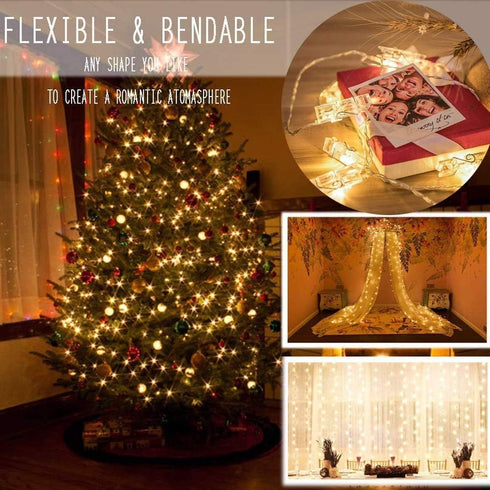 Dopheuor LED Photo Clip Copper String Lights, Warm White Battery Powered Fairy Lights for Bedroom Wall Decor