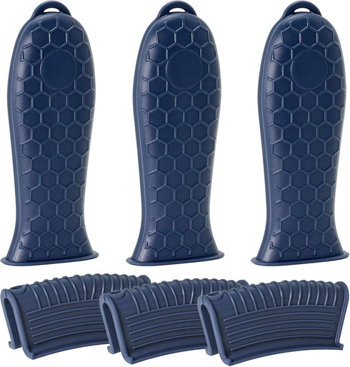 Joyhalo Cast Iron Skillet Handle Cover, 6 Pack, Heat Resistant Silicone Pot Handle Sleeve Covers, Navy