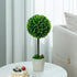 MyGift 15 Inch Boxwood Topiary Tree - 2 Pack Faux Plant Balls in Gray Pulp Planter, Tabletop Home Décor