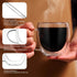 12oz(4-pack) CNGLASS Double Walled Glass Coffee Mugs,Insulated Glass Mugs with Handle,Clear Espresso Cups