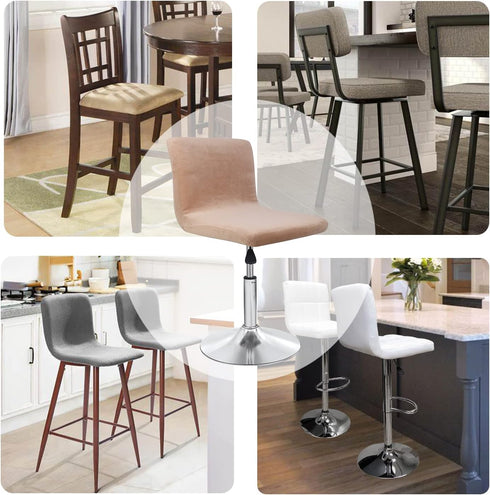 Counter (4, Velvet Bar Stool Seat Covers, Square Barstool Slipcovers, Height Chair Covers Khaki)