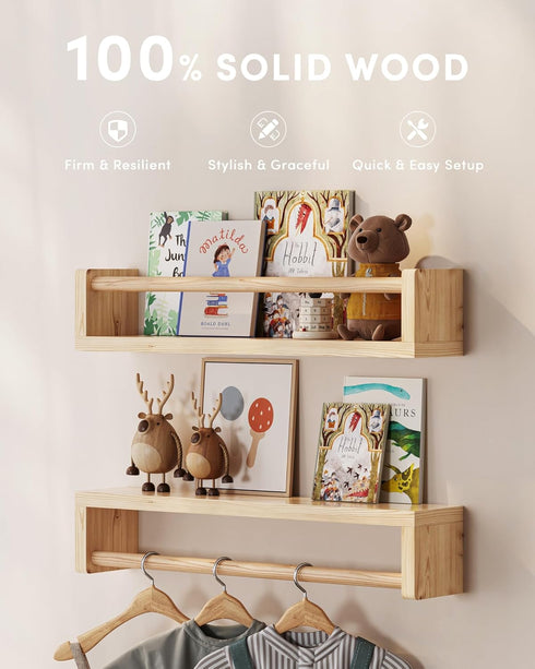 G&W Gruwald Set 3, Nursery Book Shelves, of Hanging Bookshelf, Wall Book Shelves for Bedroom Kids, Floating Shelf
