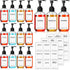 Set of 12 Coffee Syrup Dispenser PET Pump Bottles, Black Plastic Container with 27 Labels for Kitchen Restaurant Home