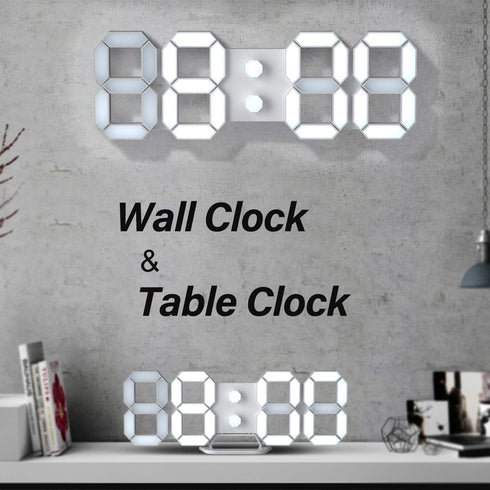 EDUP HOME 3D LED Digital Wall Clock/Desk Alarm Clock with Remote Control, 9.7" LED Night Light