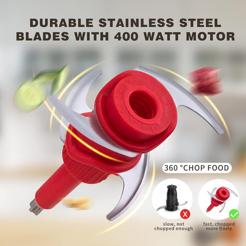 Mini Food Processor, 2 Cup Small Electric Chopper, 2 Speed for Vegetables, Meat, Fruits with 4 Stainless Steel Blades
