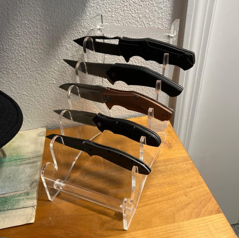 Knife Display Stand, Acrylic Knife Display Case, Suitable for Dagger, EDC, Mini Knife, Holds 6 Pocket Knives