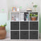 Set of 6 Storage Cubes, 11 Inch Fabric Foldable Bins with Handles, Closet Organizer Baskets for Shelves, Black.