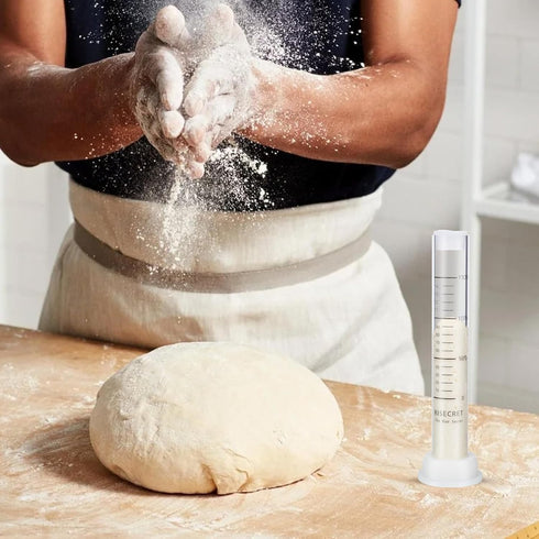 Risecret Set Sourdough Aliquot Jar with Pump and Stand, Dough Rise Measuring Tube for Bread Baking, Transparent Acrylic