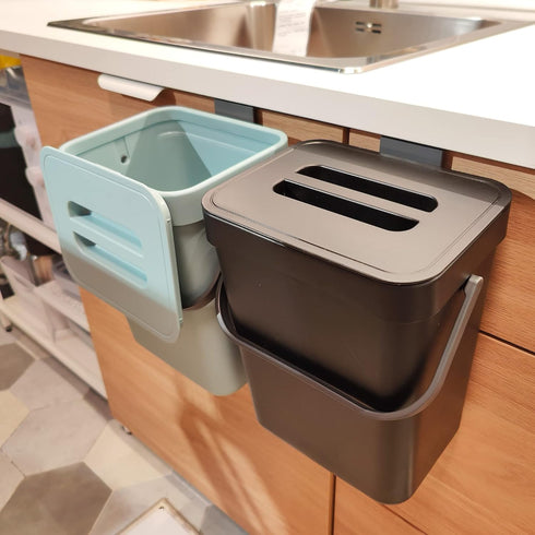 Kitchen Compost Bin for Countertop, Hanging Small Trash Can with Lid for Kitchen Bathroom, Mountable Compost Bucket