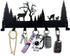 Metal Wall Mounted Key Rack Organizer with 7 Hooks, Decorative Key Holder for Front Door, Hallway, Kitchen, Office