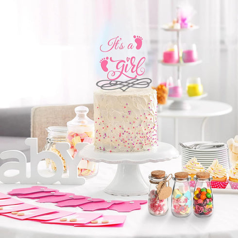 Sieral 48 Pcs Baby Shower Party Favors for Girls, 3.4 oz Small Glass Bottles, Mini Jars with Cork Lids for Guests