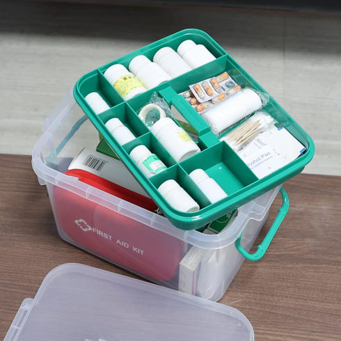 Vababa 12.59" 9.05" 7.87" Clear Locking First Aid Storage Box - x x
