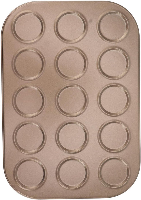 Carbon Steel Muffin Top Pan, Non Stick Coating, Even Heating, Ideal for Oven Baking, 15 Hole Bakeware