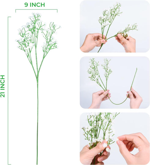 12 Pcs Babys Breath Artificial Flowers, Real Touch Gypsophila for Wedding Party Home Garden Decoration