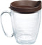 Tervis 16oz Double Walled Insulated Tumbler Travel Cup Made in USA Keeps Drinks Cold & Hot, Brown Lid