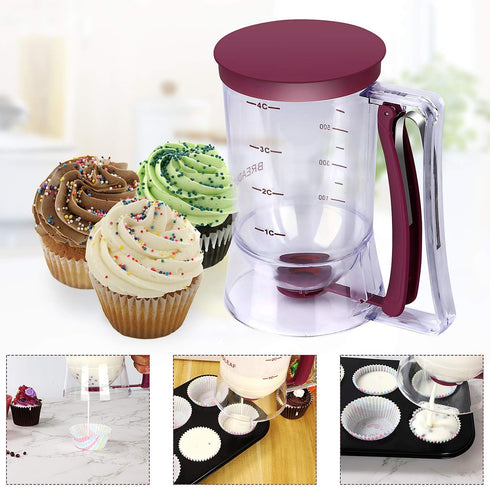 BBSTARZ Pancake Batter Dispenser, 4-Cup with Squeeze Handle & Measuring Marks for Pancakes, Waffles, Muffins