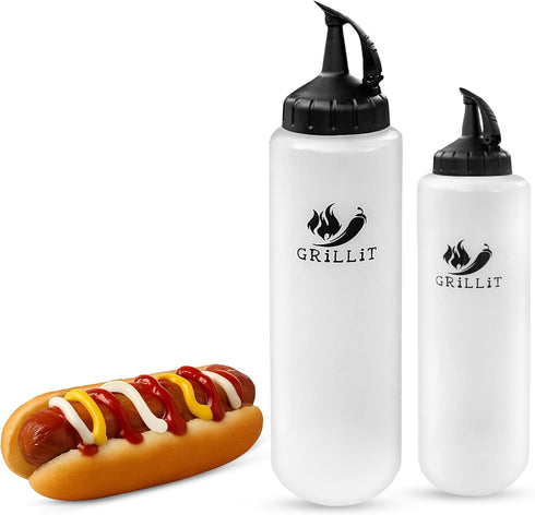 2 Pack Squeeze Bottles (10 &16 oz) for Sauces - Squirt Bottles