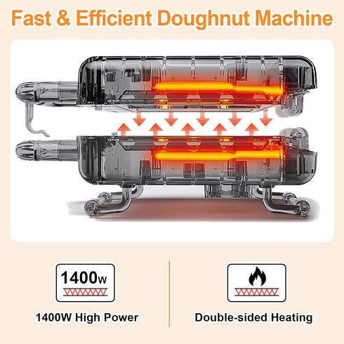Mini Donut Maker Machine for Home, 16-Hole Electric Doughnut Maker with Non-Stick Surface, Black