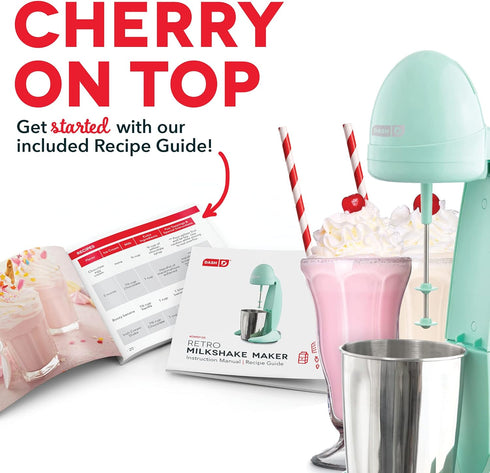 Dash Retro Milkshake Maker - 24oz for Malts, Soda Fountain Drinks, Protein Shakes, Whipping Omelets, 2-Speed + Pulse