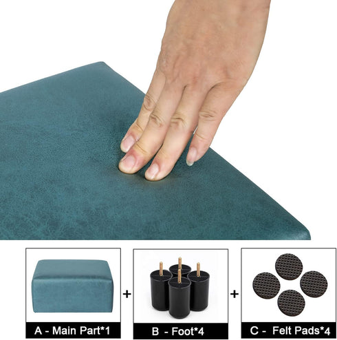 13" Homebeez Small Footstool Leathaire Fabric Ottoman Footrest Modern Home Living Room Bedroom Square Stool with Padded