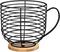 Large Capacity Black Wire Coffee Pod Holders for Counter, K Cup Storage Organizer with Wooden Base, Coffee Bar