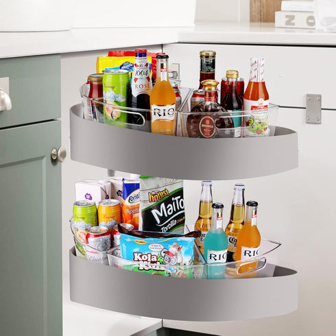 Set 4, 10"x 9.5"x 4" 4" 1/8 URALFA Lazy Susan Organizers of Corner Cabinet Organizer, Plastic Transparent Kitchen