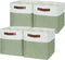 Temary Cube Storage Baskets 12 Inch, 4-Pack Fabric Storage Bins for Organizing Clothes, White & Green