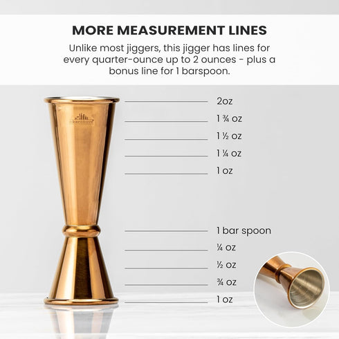 A Bar Above Premium Japanese Jigger, 8 Precise Measurement Markings, Heavy Duty 304 Stainless Steel