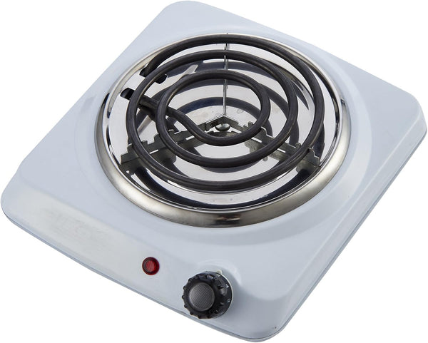 Courant Electric Burner, Single Coiled Portable Hotplate, 1000W, White