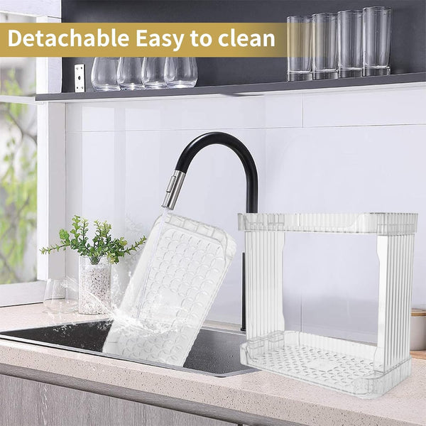 Acrylic 2 Tier Bathroom Counter Organizer,Makeup Organizer for Vanity,Clear Organizer Shelf for Kitchen Sink Countertop Storage,Perfume Tray for Dresser,Decor Tray for Skincare Cosmetics