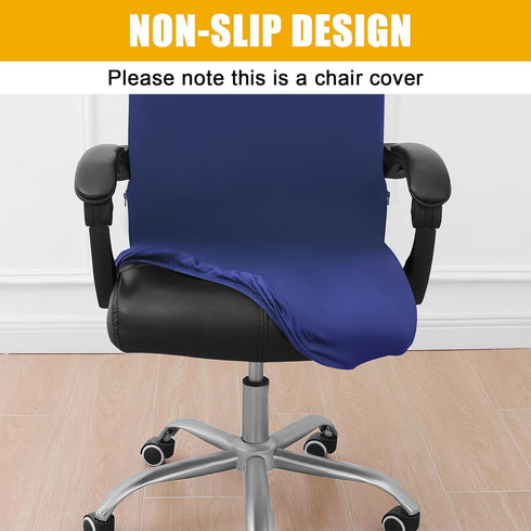 smiry Stretch Computer Office Chair Covers, Soft Fit Universal Desk Rotating Chair Slipcovers, Removable Washable Anti-Dust Spandex Chair Protector Cover with Zipper, Navy by smiry