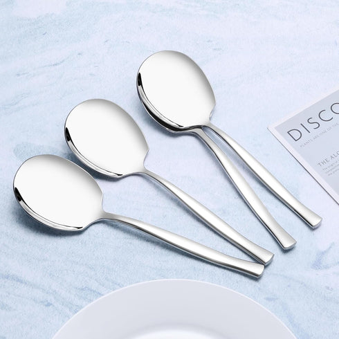 Quickquick 8 Pieces Large Stainless Steel Buffet Serving Spoon for Easy Serving