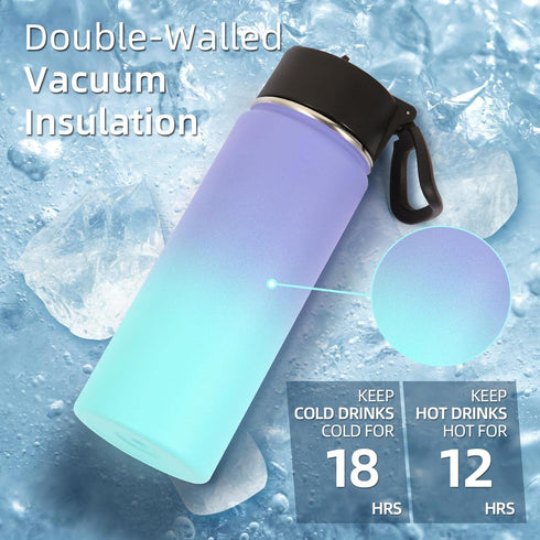 Volhoply 18oz Insulated Water Bottle Bulk 4 Pack, Kids Stainless Steel with Straw, Assorted Colors